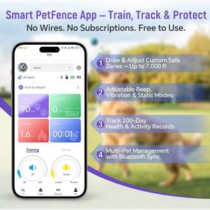 ระบบรั้วสุนัข GPS RAINLEOTI พร้อมรีโมทควบคุมผ่านแอพ ปรับขอบเขตได้ ปลอกคอฝึกกันน้ำสำหรับสัตว์เลี้ยง - Product Image 3