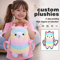 Sac à bandoulière en peluche chat mignon de dessin animé pour filles, personnalisable, rembourrage en coton PP, sac à dos scolaire