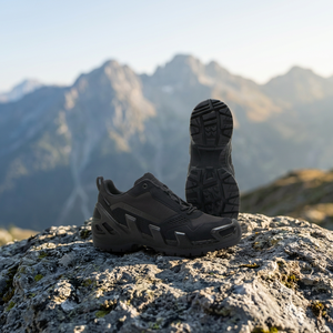 Vente en gros de bottes de randonnée tactiques noires pour hommes CAMOFANS, dessus en mesh respirant, semelle en caoutchouc, chaussures d'escalade tout-terrain, OEM - Product Image 1