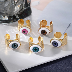 Devil Eye Open <b>Ring</b> Gold Plated <b>Adjustable</b> Creative Blue Eye Unisex Fashion <b>Ring</b> Party Jewelry - Product Image 1