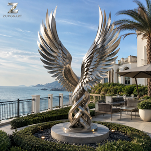 Scultura Personalizzata di Ali d'Angelo in Acciaio Inossidabile Lucidato a Specchio, Decorazione per Giardini Pubblici e Piazze, Produttore - Product Image 2