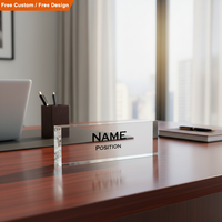 Bloc de nom en lucite personnalisé, plaque de bureau pour PDG, décoration de bureau, logo transparent solide, plaque de nom en acrylique transparente, bloc de nom de bureau