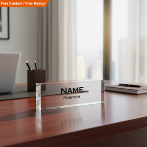 Bloc de nom en lucite personnalisé, plaque de bureau pour PDG, décoration de bureau, logo transparent solide, plaque de nom en acrylique transparente, bloc de nom de bureau - Product Image 2