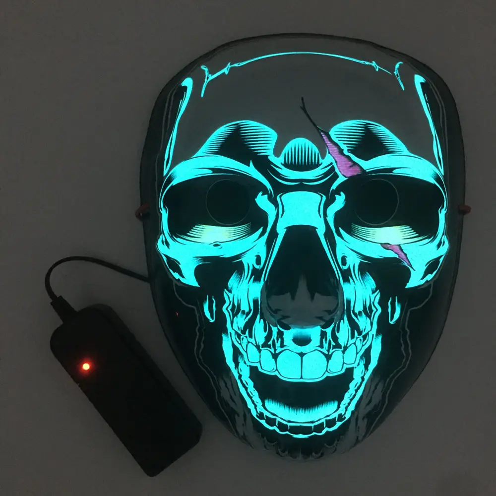 Glowing Led Mask for Halloween Masque Masquerade Mask Neon Light Glow In The Dark Horror Party Decoration Halloween Mask