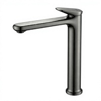 Robinet mitigeur haut de gamme gris bronze en laiton, monocommande, à poser sur comptoir, pour eau chaude et froide, pour lavabo de salle de bain