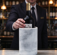 Seau à glace en marbre naturel, refroidisseur à vin et champagne, seau à bière en marbre, refroidisseur à vin en pierre de marbre pour KTV, bar, décoration de table à domicile