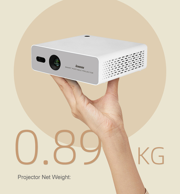 Jenovox M5000 Mini DLP 4K LED Projector Built-in Battery Android 13 1000 ANSI Lumens Auto Keystone Correction for Outdoor Use