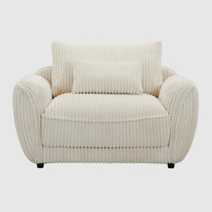 Sillón Moderno para Sala de Estar, Sillón de <span class=keywords><strong>Pana</strong></span> Crema, Sillón de Descanso. - Product Image 1