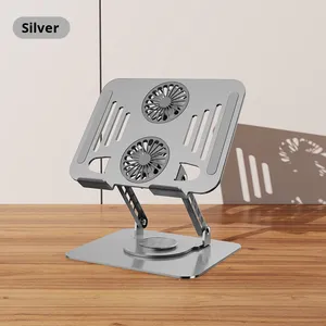 Soporte Metálico Multifuncional Giratorio para Computadora Portátil, con Ventilador de Refrigeración Plegable y Ajustable en Altura - Product Image 6