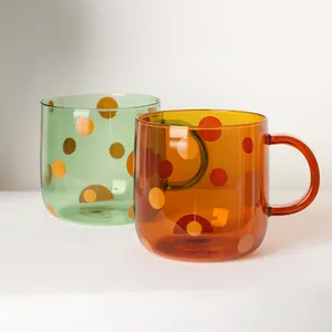 Nuovo design personalizzato decalcomania bicchieri in vetro borosilicato tazza da caffè in vetro tazza da tè set regalo resistenza al calore tazza da caffè