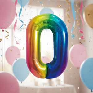 Globo de Número 0 para Fiesta, 1M, Arcoíris, Metálico, Decoración para Fiesta de Cumpleaños, Artículos para Niños - Product Image 2