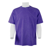 T-shirt Vintage Noir en Coton Lourd Délavé, Coupe Oversize avec Imprimé Numérique Effet Acide