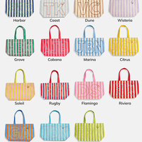 Sac de voyage personnalisé avec broderie monogramme, sac fourre-tout en toile rayée tendance, grande capacité, sac à bandoulière de plage pour femmes