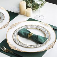Assiettes de présentation 13 pouces, assiettes de dessert avec bord doré, assiettes de présentation rondes baroques pour dîner, mariage, événements en gros