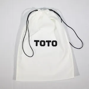 Customize Logo Small White Cotton Canvas Drawstring Bag Fashion Non Woven Dust Bag Kit Pouch With Logo