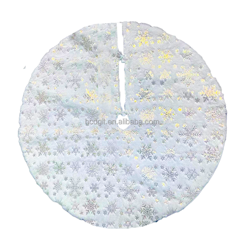 Jupe De Sapin Noël 120cm Fausse Fourrure Blanche - Décoration Flocons Neige