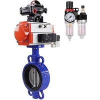 Katup Kupu-kupu DNOVA Besi Cor GG25/EN-GJL-250 NBR DN40-300 16bar -20 hingga 90 ° C, Aktuator Pneumatik, AFC2000