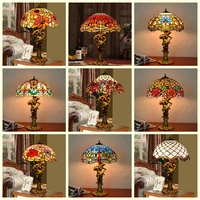 Lampe de table de 16 pouces avec base en métal, abat-jour coloré, style d'éclairage personnalisé, lampes en verre teinté