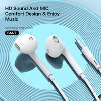 Écouteurs intra-auriculaires filaires HD Call 3,5 mm SM-7 avec unité sonore quad-core, casque de jeu stéréo, cordon de 1,2 m, commande sur le câble, pour ordinateur portable