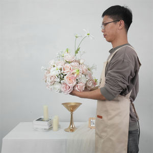 New Design <b>Artificial</b> pink Rose Baby Breath Flower Wedding Centerpieces Floral Ball decoration - Product Image 3