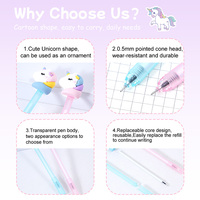 Stylo gel à capuchon sur le thème de la licorne - Vente en gros, design scintillant, encre à séchage rapide, papeterie cadeau