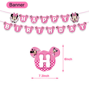 Décorations de fête d'anniversaire <span class=keywords><strong>Minnie</strong></span> Mouse, ballons, bannière, décoration de cupcakes, fournitures de fête d'anniversaire pour enfants, décorations pour bébés - Product Image 4