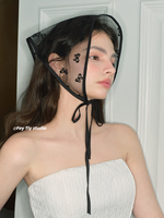 Écharpe triangle de printemps et d'été personnalisée pour femmes, sangle en dentelle noire polyvalente avec foulard Jennie en soie pour la décoration