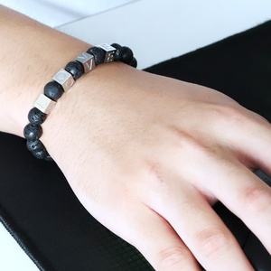 Rock lava Chakra Natural Stone <b>Bracelets</b> Energy Diffuser Bead <b>Bracelet</b> Custom Initial Letter Charm <b>Bracelets</b> for Men - Product Image 6