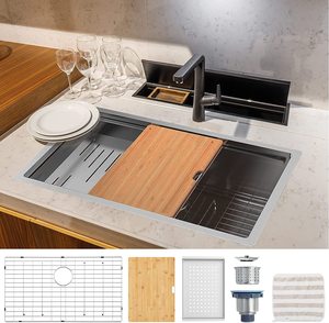 อ่างล้างจานแบบหนาทำด้วยมือทำจากสเตนเลส SUS304อ่างล้างจานแบบนาโนอ่างล้างจานแบบหนาสีดำ - Product Image 4