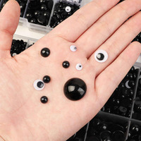 Alambres de chenilla, accesorios para caras de animales hechos a mano, botones cabujón de base plana de 6mm y 18mm, cuentas de ojos para osos de ganchillo