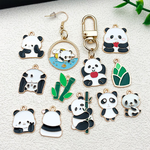 Accessoires de bijoux en alliage de zinc, style chinois, motif panda géant mignon, finition émail, pour DIY : porte-clés, boucles d'oreilles, bijoux d'oreille, pendentifs de collier - Product Image 5