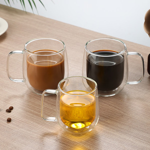 Verres à boire par sublimation tasses à café tasse à café avec poignée <span class=keywords><strong>verre</strong></span> transparent à <span class=keywords><strong>double</strong></span> <span class=keywords><strong>paroi</strong></span> nouveau produit <span class=keywords><strong>250</strong></span> <span class=keywords><strong>ml</strong></span> 350 <span class=keywords><strong>ml</strong></span> tasses faites à la main - Product Image 5