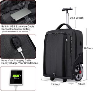 Free sample Business Carry-On Waterproof Rolling <b>Backpack</b> with <b>Wheels</b> for Laptop Compartment - Product Image 4