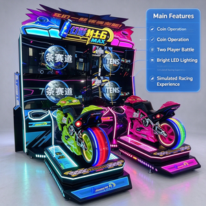 Simulatore <span class=keywords><strong>di</strong></span> Moto <span class=keywords><strong>da</strong></span> <span class=keywords><strong>Corsa</strong></span> a Due Posti con Gettoniera, 7 Piste e Ruote Luminose per Centri Ricreativi e Sale Giochi - Product Image 1