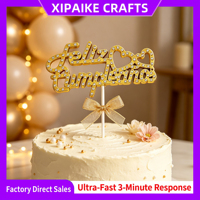 Fabrikpreis 3D Strass Plastik Feliz Cumpleaños Tortendekoration Herz Kristall Kursivschrift Spanische Geburtstagsdekoration Fiesta Party
