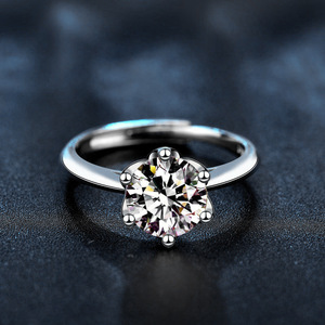 Anillo de Compromiso de Plata 925 con Moissanita Mosan, Corte <span class=keywords><strong>Esmeralda</strong></span> de Lujo para Mujer, Estilo Europeo Americano, Personalidad, 1 Quilate, Anillo Abierto - Product Image 4