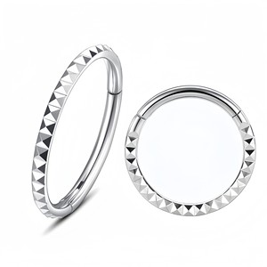 Pyramid Relief <b>Nose</b> <b>Rings</b> 316 Stainless Steel Geometric Hoop Piercing Jewelry Gift - Product Image 5