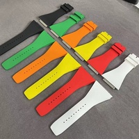 Bracelet de montre personnalisé en fluororubber, bracelet large à extrémités étroites, bracelet en alliage de titane, bracelet mat