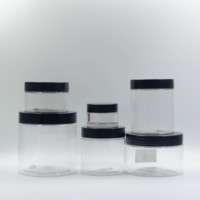 Pot cosmétique transparent en PET de 1 oz, 2 oz, 4 oz, 8 oz, 16 oz avec couvercle noir, logo personnalisé, conteneur vide pour soins de la peau, OEM ODM