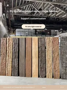 Panneau mural 3D en PU imitation <span class=keywords><strong>bois</strong></span> - Léger, imperméable, ignifuge, indéformable, décoration intérieure pour hôtel, pour salon - Product Image 2