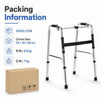 Déambulateur pliable léger pour personnes âgées et handicapées avec cadre en aluminium réglable en hauteur, capacité de 100 kg, pour les soins à domicile