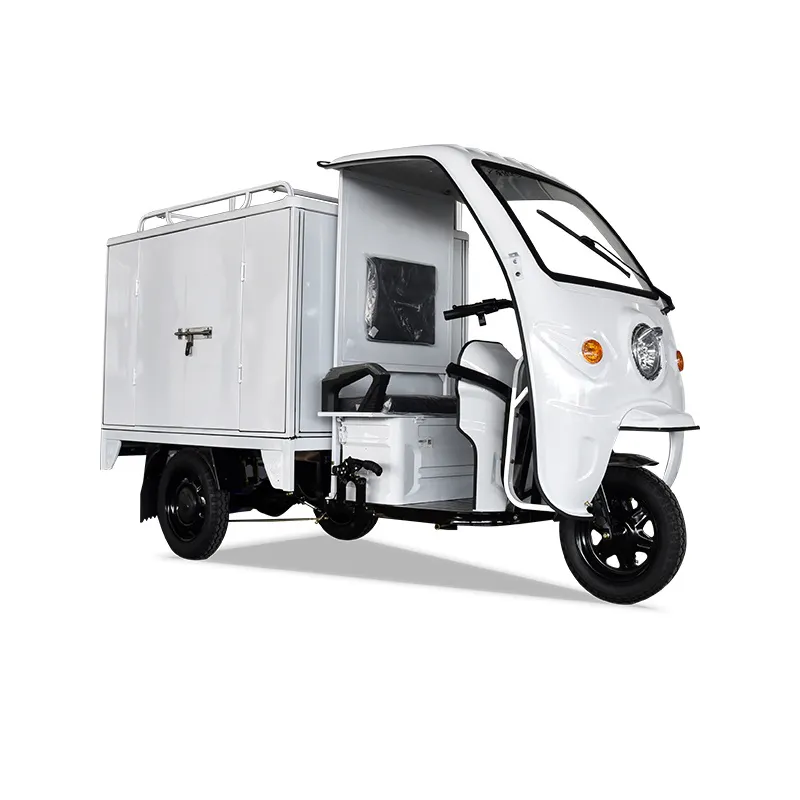 Triciclo eléctrico de carga, triciclo de entrega para vehículo exprés de tres ruedas con carro cerrado, triciclo eléctrico