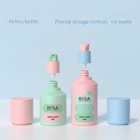 Collection de soins pour enfants imprimée UV de la marque Factory Risa, flacons en plastique recyclables à pompe sans air de 50 ml, 80 ml et 25 ml