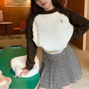 Suéteres de mujer más vendidos, suéter informal de manga larga con bloque de Color, Top cómodo con cuello redondo antipilling para mujer - Product Image 4