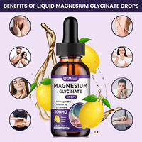 Glycinate de magnésium liquide 1000mg Supplément de magnésium avec fibre de cellulose Bromélaïne Vitamine Zinc Gouttes de magnésium