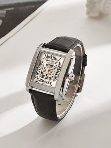 Reloj Mecánico de Lujo con Correa de Cuero de 24 mm, Personalizable con Marca Propia, Movimiento Automático, Resistente al Agua 3ATM, Diseño Hueco - Product Image 5