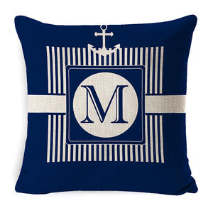 Ancre de bateau de style méditerranéen étoile de mer canapé jeter taie d'oreiller imprimé lin housse de coussin nautique - Product Image 5