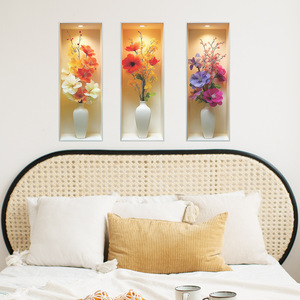 <span class=keywords><strong>Adesivi</strong></span> <span class=keywords><strong>per</strong></span> Vasi di Fiori Autoadesivi 3 Pezzi, Decorazione Murale Floreale 3D in Vinile <span class=keywords><strong>per</strong></span> Camera da Letto e Soggiorno - Product Image 1