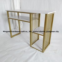Table de manucure moderne blanche en cuir véritable avec structure métallique durable, plateau en MDF facile à nettoyer, table individuelle pour salons de manucure
