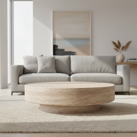 Table basse en marbre travertin nid d'abeille de style nordique minimaliste et luxueux Cammy Stone pour salon, bureau ou salle d'étude